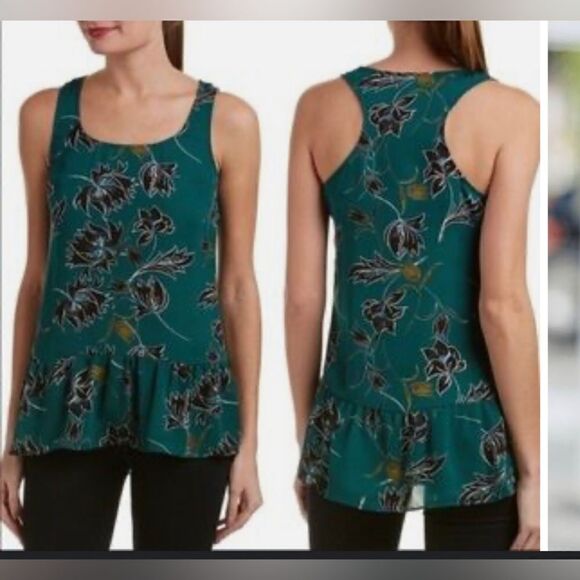 CAbi 3276 Green Zoe Falling Flowers Peplum Top Size Medium - Picture 4 of 14